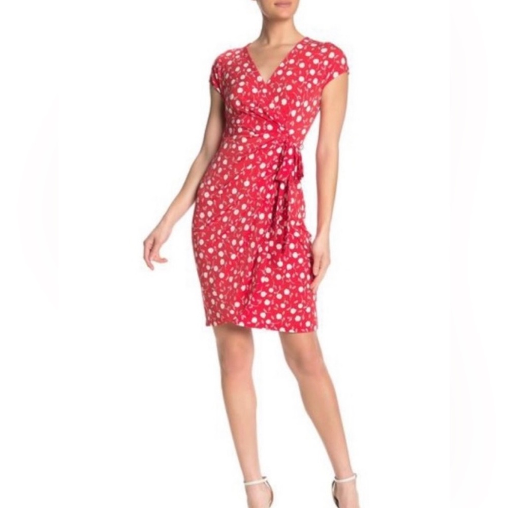 Maggy London red casual wrap dress. Size 6